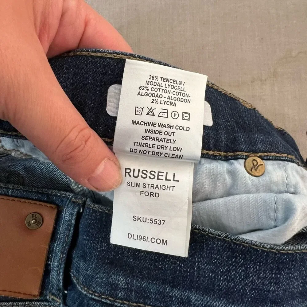 DL 1961 Dark Blue DL PRO 360° Comfort Russell Slim Straight Jean Ford 30 x 33 - Picture 10 of 12